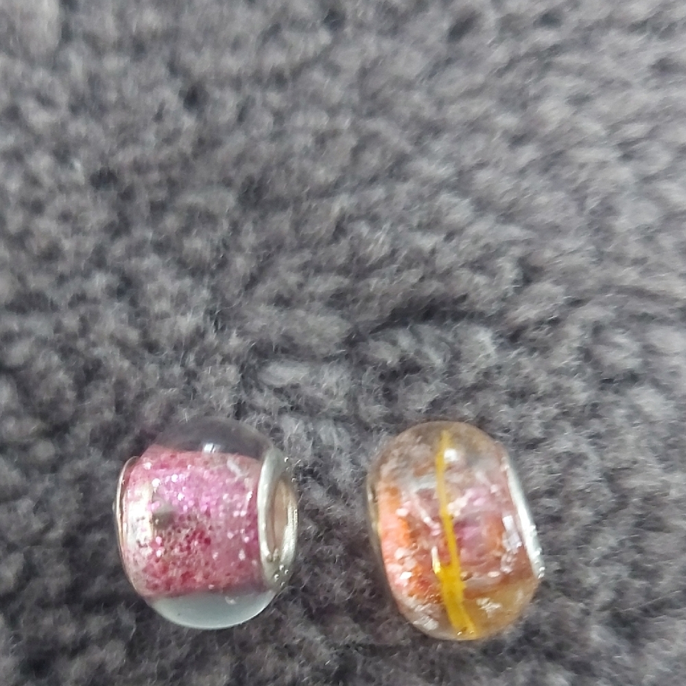 Pink and Orange Glass Beads